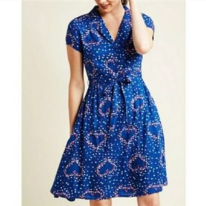 ModCloth Heart Valentine Shirt Dress 50s Large